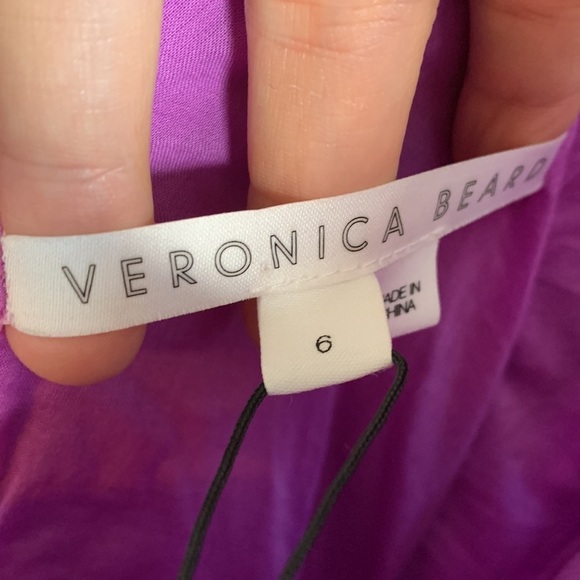 Veronica Beard Ruffle Beilla One-Shoulder Vivid Orchid Midi Dress sz 6 - Picture 9 of 10